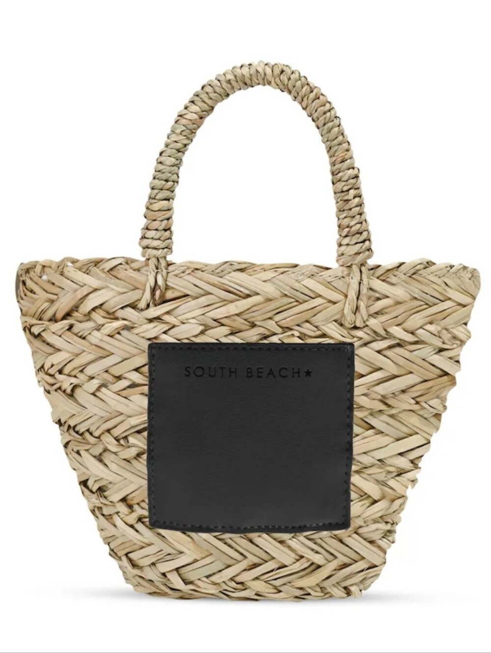South Beach Black Mini Straw Cross-Body Bag